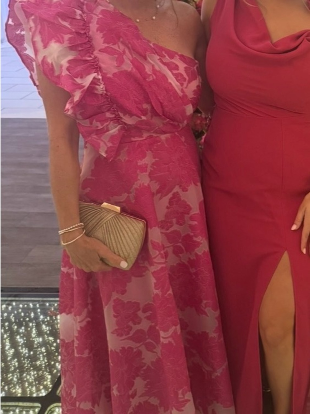 Showpo Hot Pink One-Shoulder Floral Ruffle Maxi Dress - Picture 10 of 12